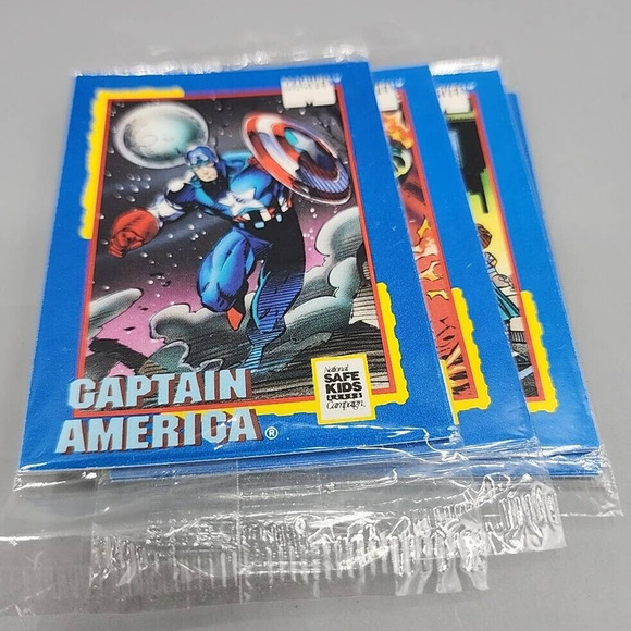 Marvel Trading Cards 1991Treats Safe Kids Campaign Impel 4 Unopened Packs - Picture 5 of 8